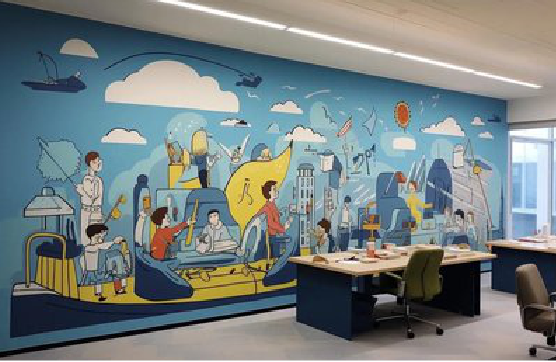 泗洪办公室墙绘的特点。